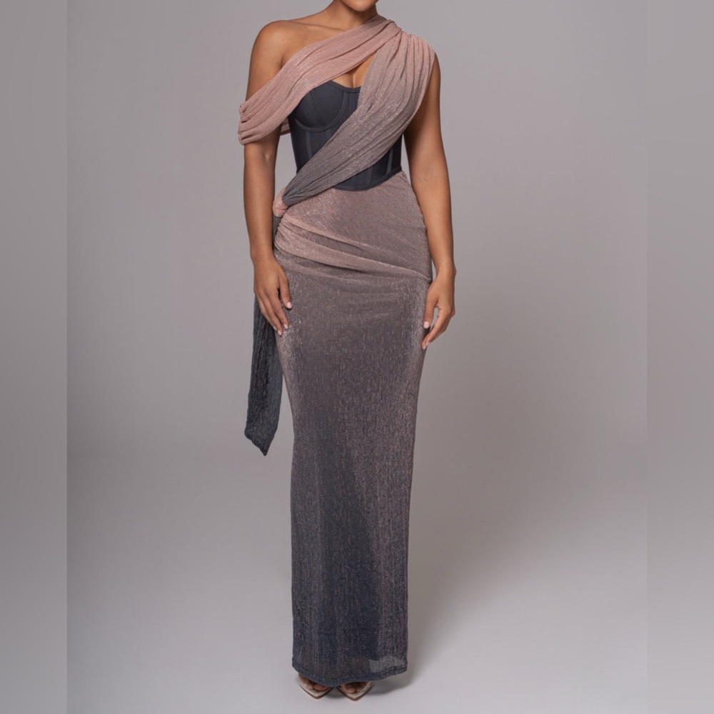 Elegant One-Shoulder Ombre Dress
